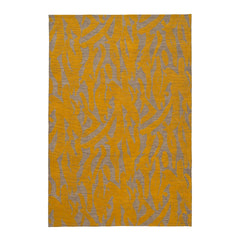 Capri Rug with a large abstract design shades of yellow over varied stried lighter neutral color background