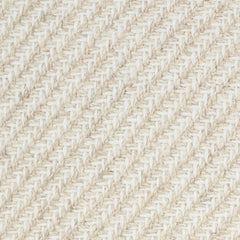 Wool broadloom carpet swatch in a high-pile diagonal stripe in mottled light gray and white.