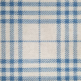 Wool broadloom carpet swatch in a blue and cream plaid pattern.