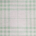 Wool broadloom carpet swatch in a light green and gray plaid pattern.