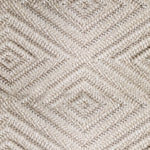Wool broadloom carpet swatch woven in a dimensional diamond print in light silver.