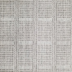 Wool broadloom carpet swatch in a plaid print in shades of gray and cream.