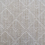 Wool broadloom carpet swatch in a repeating diamond check pattern in mottled cream and white.