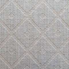 Wool broadloom carpet swatch in a repeating diamond check pattern in cream and light green.