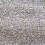 Wool broadloom carpet swatch in a painterly floral pattern in beige and cream on a mauve field.