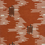 Detail of Carrier and Company Waterlilies Rug, white dashed lines on a burnt orange ground with accents of brown