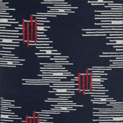 Detail of Carrier and Company Waterlilies Rug, white dashed lines on a navy ground with accents of red