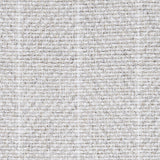 Wool broadloom carpet swatch in a woven chevron pattern in light gray and white with white accent stripes.
