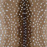 Wool-nylon broadloom carpet swatch in an antelope print in cream on an ombré tan field.