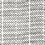 Wool broadloom carpet swatch in a herringbone stripe in gray and white.