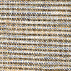 Outdoor broadloom carpet swatch in a mottled stripe weave in shades of tan, blue and beige.