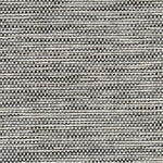 Outdoor broadloom carpet swatch in a mottled stripe weave in shades of white, gray and charcoal.