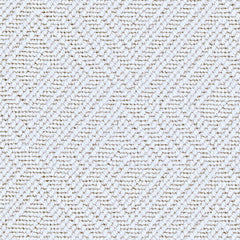 Wool broadloom carpet swatch in a geometric diamond print in white.