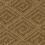 Outdoor broadloom carpet swatch in a geometric diamond print in bronze.