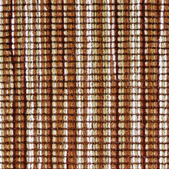Wool broadloom carpet swatch in a multicolor stripe in shades of tan, rust and maroon.