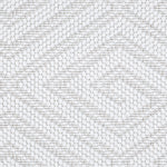 Wool broadloom carpet swatch in a geometric diamond weave in white with cream accents.