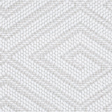 Wool broadloom carpet swatch in a geometric diamond weave in white with cream accents.