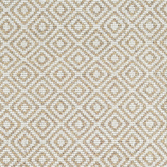 Wool broadloom carpet swatch in a woven diamond grid print in ivory and beige.