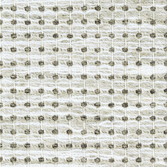 Wool broadloom carpet swatch in a dotted grid pattern in white, cream and brown.