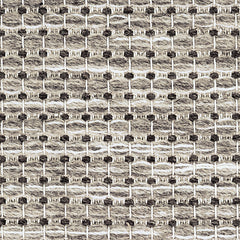 Wool broadloom carpet swatch in a dotted grid pattern in charcoal, brown and gray.