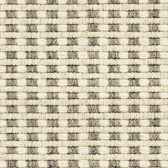 Wool broadloom carpet swatch in a chunky ribbed check weave in cream and light brown.