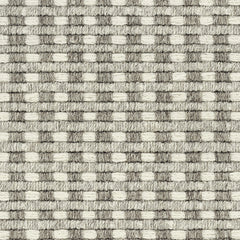 Wool broadloom carpet swatch in a chunky ribbed check weave in cream and light gray.