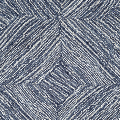 Wool broadloom carpet swatch in a dense diamond check in shades of navy and cream.