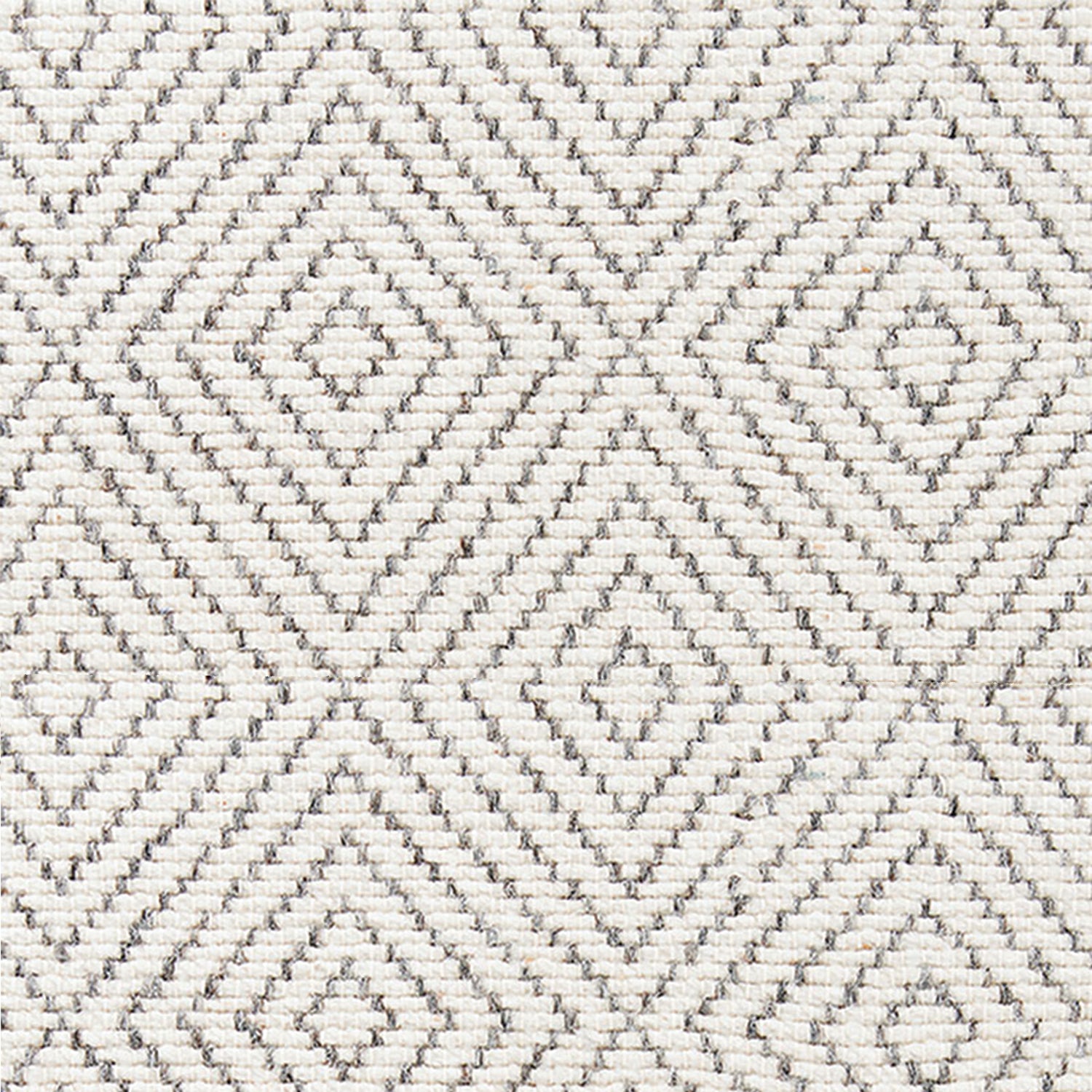 Wool broadloom carpet swatch in a graduated diamond print in dark gray on a cream field.