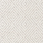 Wool broadloom carpet swatch in a graduated diamond print in light gray on a cream field.