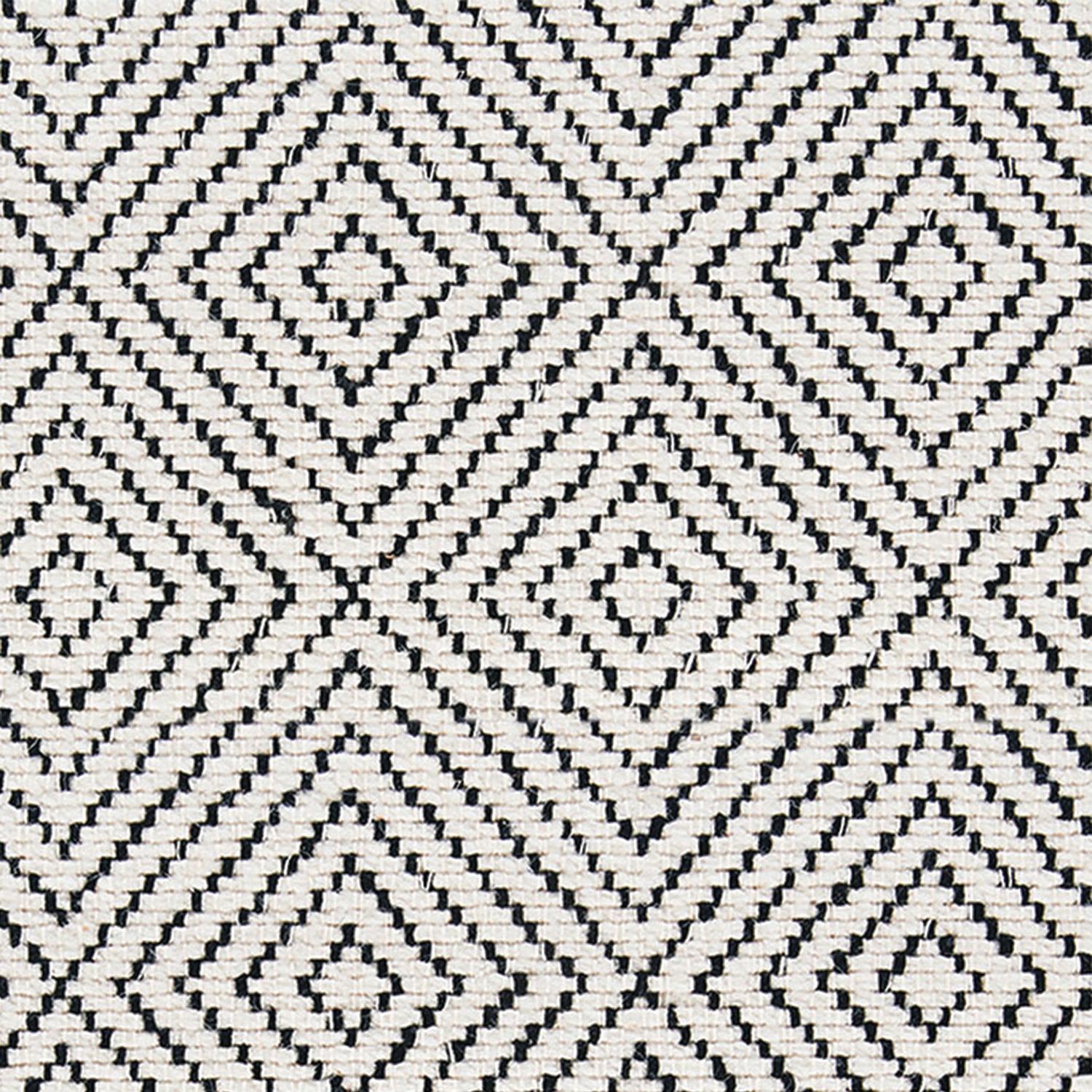 Wool broadloom carpet swatch in a graduated diamond print in onyx on a cream field.