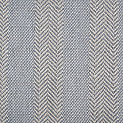Wool-blend broadloom carpet swatch in a woven stripe pattern in cream and navy.