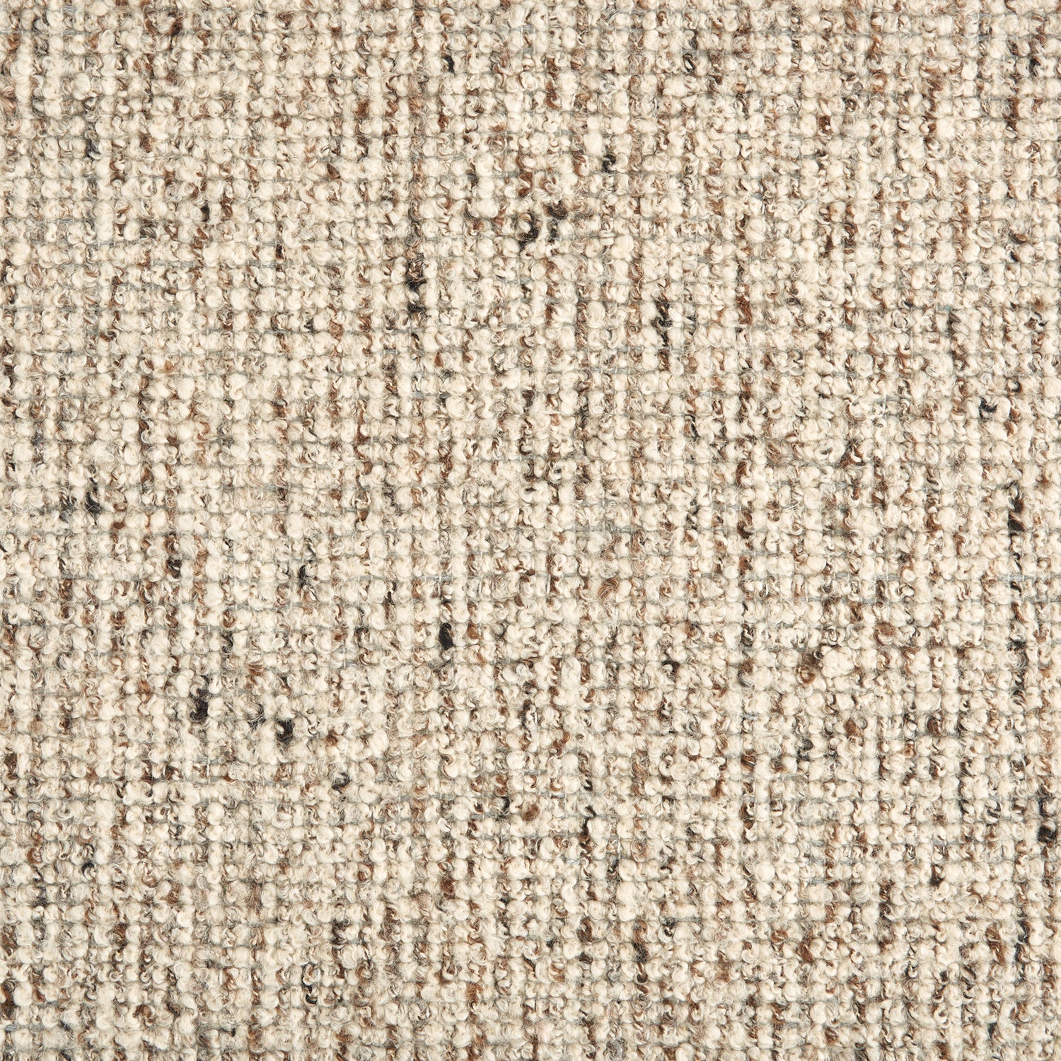 Wool broadloom carpet swatch in a textured high-pile weave in mottled cream.