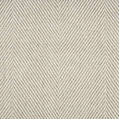Wool-blend broadloom carpet swatch in a flat herringbone weave in cream and tan.