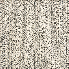 Outdoor broadloom carpet swatch in a chunky ribbed weave in mottled cream and charcoal.