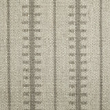 Wool broadloom carpet swatch in a ticked stripe weave in gray and cream.