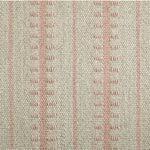Wool broadloom carpet swatch in a ticked stripe weave in light pink and cream.