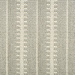 Wool broadloom carpet swatch in a ticked stripe weave in gray and cream.
