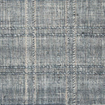 Wool-blend broadloom carpet swatch in a plaid tweed weave in gray-blue and cream.