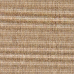 Outdoor broadloom carpet swatch in a striped weave in mottled tan and brown.