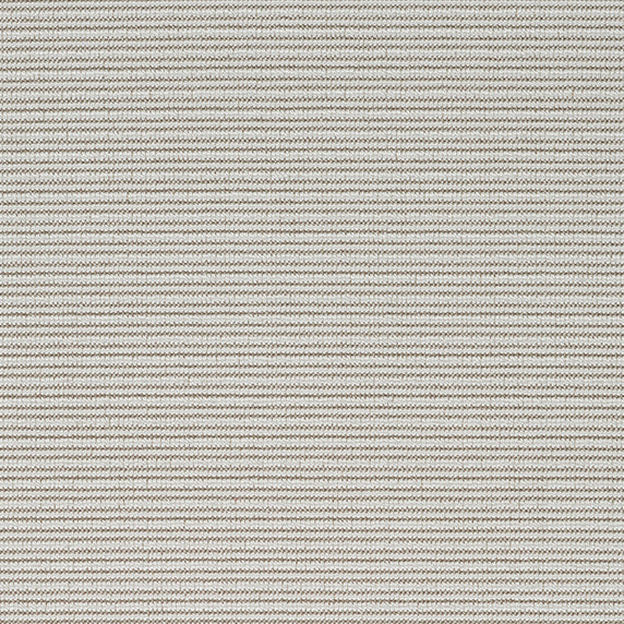 Outdoor broadloom carpet swatch in a striped weave in mottled cream and white.