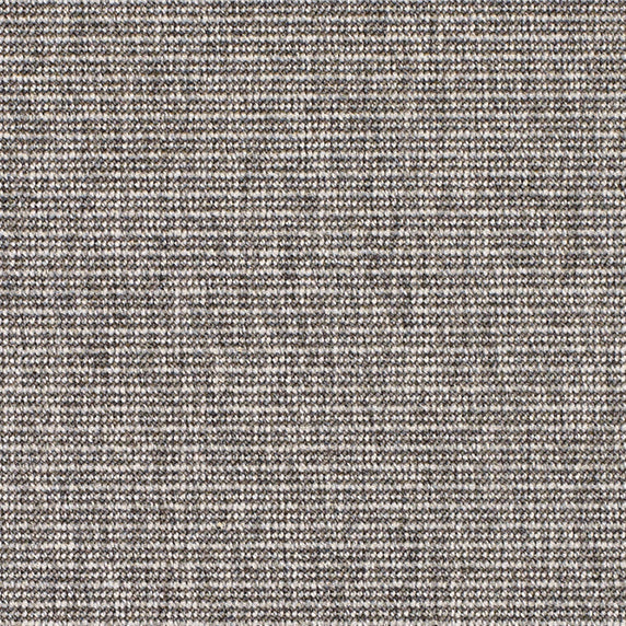 Outdoor broadloom carpet swatch in a striped weave in mottled gray and white.