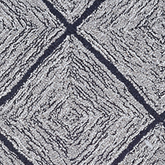 Wool broadloom carpet swatch in a diamond lattice print in gray on a charcoal field.