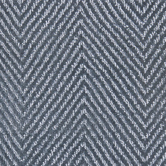 Nylon broadloom carpet swatch in a striped herringbone weave in blue-gray.