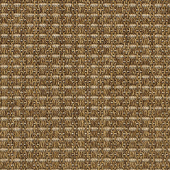 Outdoor broadloom carpet swatch in a dimensional grid weave in bronze and tan.