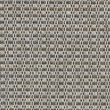 Outdoor broadloom carpet swatch in a dimensional grid weave in charcoal and gray.