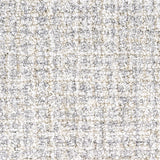 Wool broadloom carpet swatch in a high-pile weave in mottled white, cream and tan.