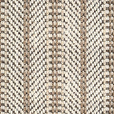 Wool broadloom carpet swatch in a chunky herringbone weave in cream and shades of brown.