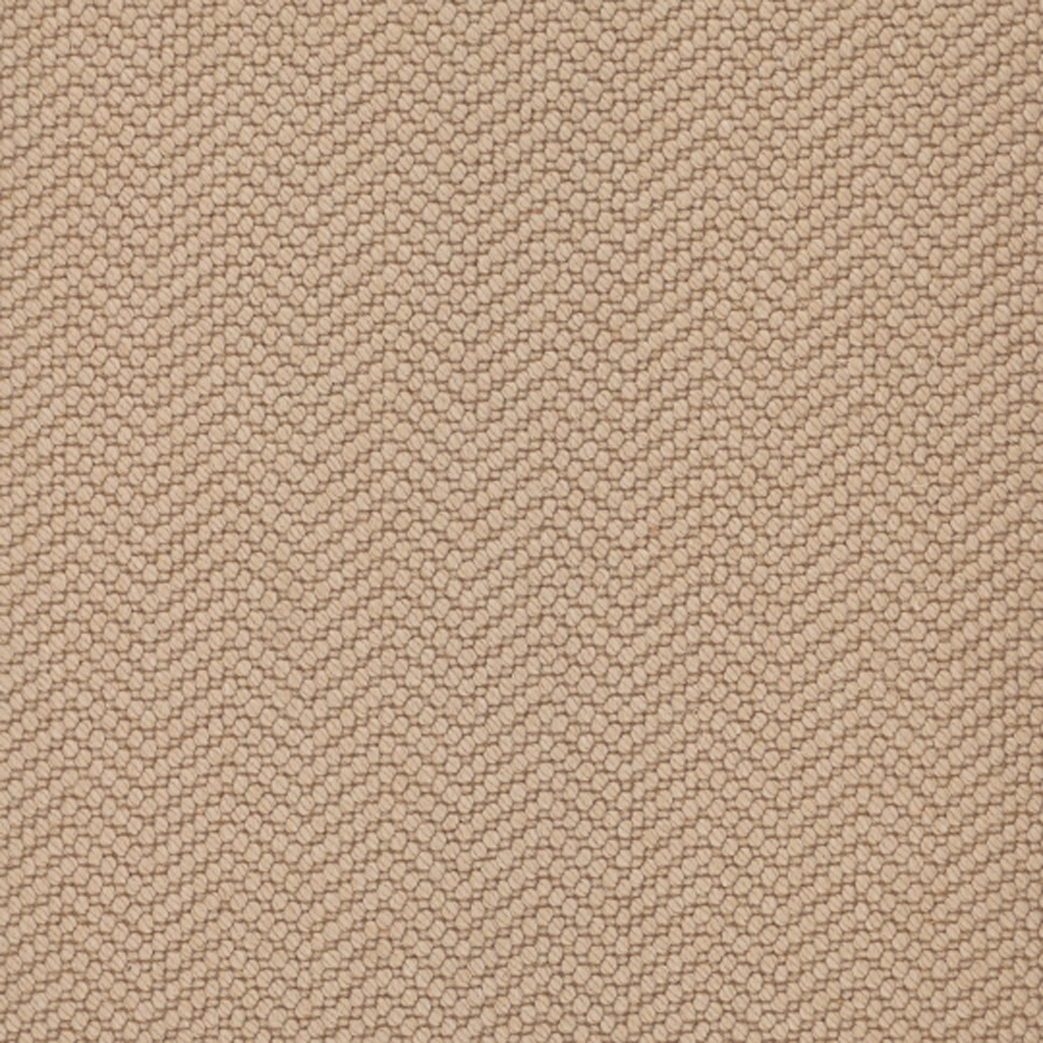 Wool broadloom carpet swatch in a dimensional herringbone weave in beige.