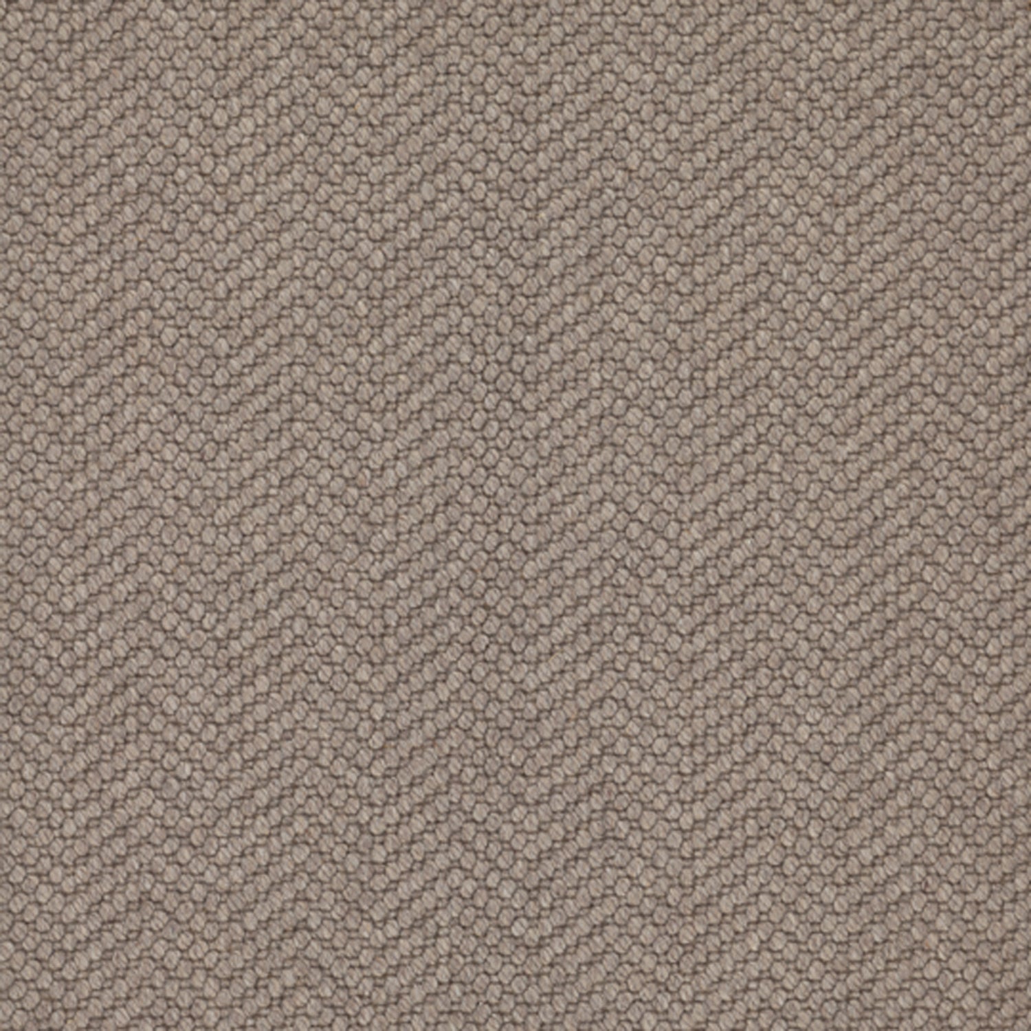 Wool broadloom carpet swatch in a dimensional herringbone weave in gray.