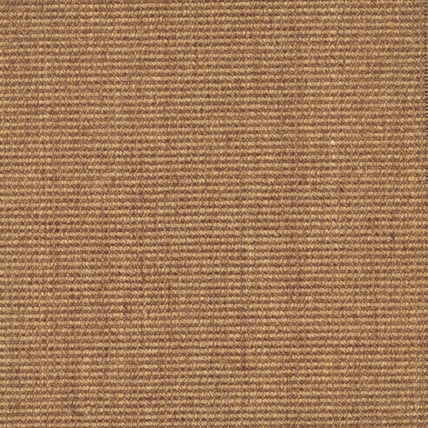 Sisal broadloom carpet swatch in a ribbed weave in bronze and tan.